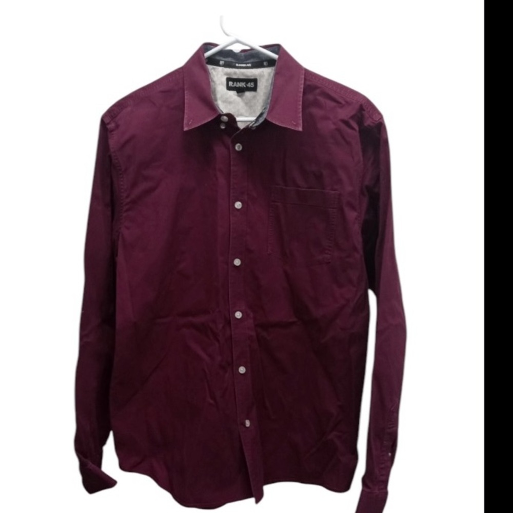 Men's Rank 45 burgundy dress shirt size small